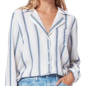 Paige XS Blue Stripe Button Up with Collar